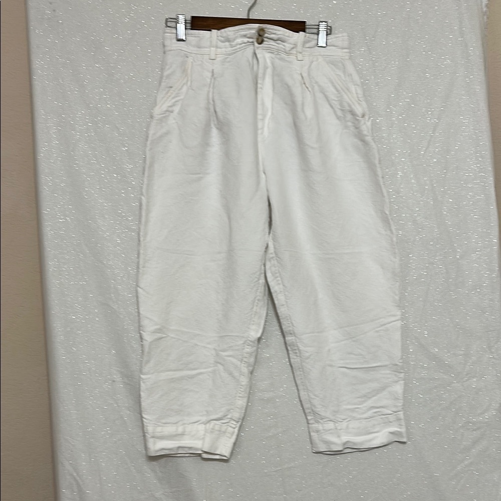 Madewell White Pleated High-Waisted Balloon Leg Pants. Size 8